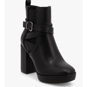 MIA Esther Platform Booties 8.5 Black NWOT Boots Ankle Wrap Buckle Heel 90s